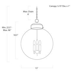 Globe French Clear Glass Bronze Metal Pendant|