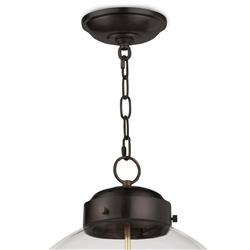 Globe French Glass Oil Rubbed Bronze Steel Pendant|