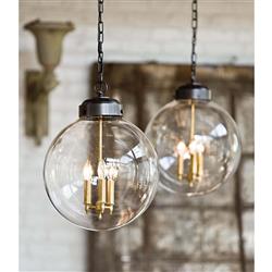 Globe French Glass Oil Rubbed Bronze Steel Pendant|