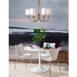 Bimini Rattan White Linen Shade Chandelier - Small|