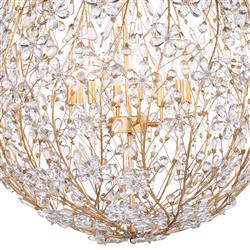 Cheshire Hollywood Clear Crystal Gold Leaf Metal Chandelier - Small|