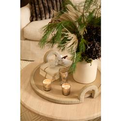 Palecek Bermuda Coastal Beige Faux Shagreen Serving Tray|