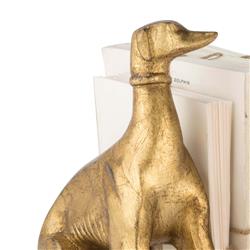 Norman Regency Antique Gold Leaf Resin Crystal Base Dog Bookends|
