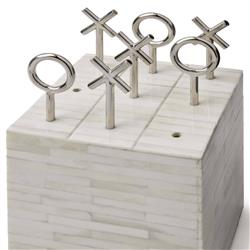 Tic Tac Toe Modern Classic Natural White Bone Block Game Set|