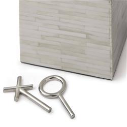 Tic Tac Toe Modern Classic Natural White Bone Block Game Set|