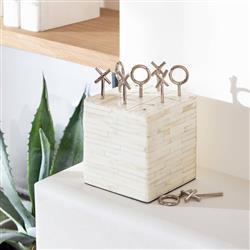 Tic Tac Toe Modern Classic Natural White Bone Block Game Set|