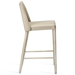 Malin Modern Classic Beige Leather Upholstered Nickel Steel Counter Stool|