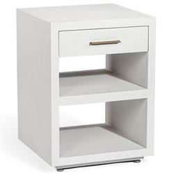 Livia Modern Classic Natural White Wood Linen Textured Nightstand - Small|