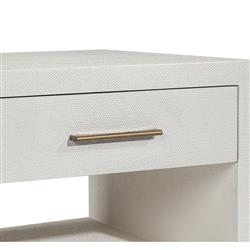 Livia Modern Classic Natural White Wood Linen Textured Nightstand - Small|