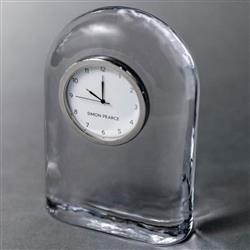 Simon Pearce Barre Glass Modern Clear Glass Round Table Clock|