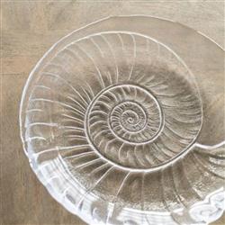 Simon Pearce Shell Coastal Beach Clear Glass Platter|