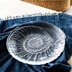 Simon Pearce Shell Coastal Beach Clear Glass Platter|