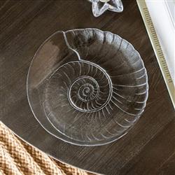 Simon Pearce Shell Coastal Beach Clear Glass Platter|