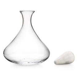 Simon Pearce Vintner Modern Clear Glass Wine Decanter with Marble Stopper|