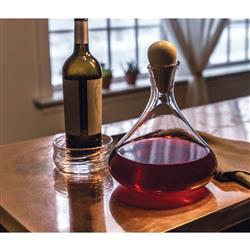 Simon Pearce Vintner Modern Clear Glass Wine Decanter with Marble Stopper|