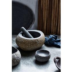 Emily Industrial Loft Brown Riverstone Mortar and Pestle|