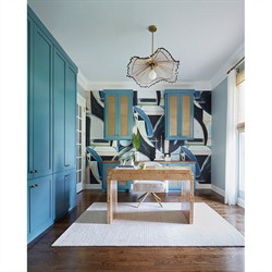 Worlds Away Petra Natural Burl Woodgrain Clear Acrylic Waterfall Edge Desk|