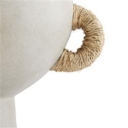 Clyde Coastal Beach Abaca-Wrapped Gray Terracotta Centerpiece|