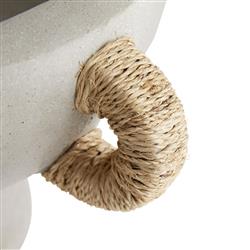 Clyde Coastal Beach Abaca-Wrapped Gray Terracotta Centerpiece|