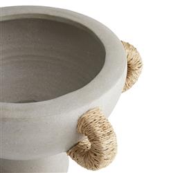 Clyde Coastal Beach Abaca-Wrapped Gray Terracotta Centerpiece|