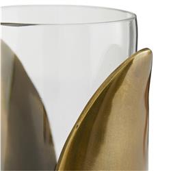 Sonia Modern Classic Antique Brass Glass Vases - Set of 2|