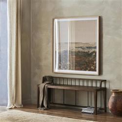 Enola Rustic Lodge Brown Solid Mango Wood Grey Iron Bench|