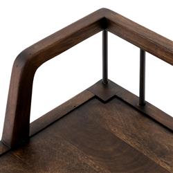 Enola Rustic Lodge Brown Solid Mango Wood Grey Iron Bench|