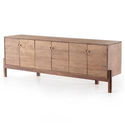 Rissa Mid Century Modern Brown Acacia Wood Media Console|