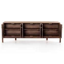 Rissa Mid Century Modern Brown Acacia Wood Media Console|