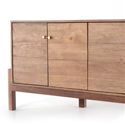 Rissa Mid Century Modern Brown Acacia Wood Media Console|