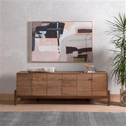 Rissa Mid Century Modern Brown Acacia Wood Media Console|
