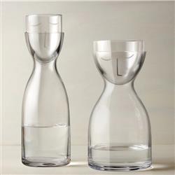 Mr. & Mrs. Modern Classic Clear Crystal Night Water Carafe Set - Small|
