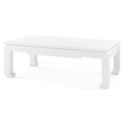 Bethany Vanilla Lacquered Linen Chow Feet Square Coffee Table|