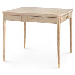 Bertram Coastal Bleached Sand Oak Brass Accent Game Table|