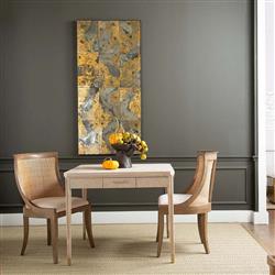 Bertram Coastal Bleached Sand Oak Brass Accent Game Table|