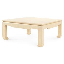 Bethany Coastal Natural Twill Fabric Chow Feet Square Coffee Table|