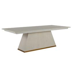 Ferris Modern White Mahogany Wood Gold Band Base Dining Table - 92"W|
