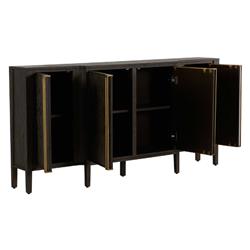 Fitzgerald Modern Classic Dark Brown Burl Wood Brass Sideboard|
