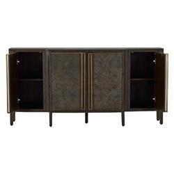 Fitzgerald Modern Classic Dark Brown Burl Wood Brass Sideboard|