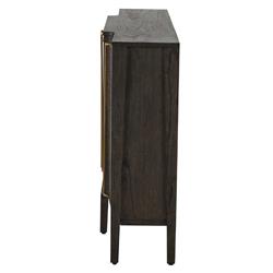 Fitzgerald Modern Classic Dark Brown Burl Wood Brass Sideboard|