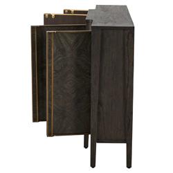 Fitzgerald Modern Classic Dark Brown Burl Wood Brass Sideboard|