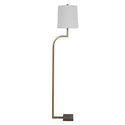 Hawthorne Modern Classic White Linen Antique Brass Iron Floor Lamp|