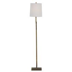 Hawthorne Modern Classic White Linen Antique Brass Iron Floor Lamp|