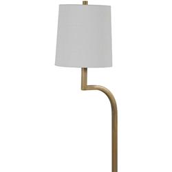Hawthorne Modern Classic White Linen Antique Brass Iron Floor Lamp|