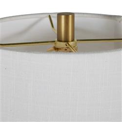 Hawthorne Modern Classic White Linen Antique Brass Iron Floor Lamp|