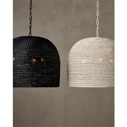 Athel Coastal Beach White Woven Iron Chandelier - Medium|