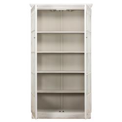 Audrey French Country Clear Glass Door Whitewashed Pine Wood Display Case|