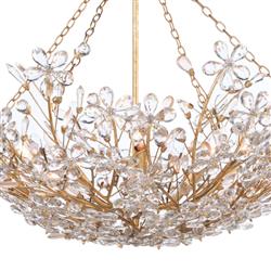 Cheshire Regency Crystal Flowers Shade Gold Metal Chandelier|