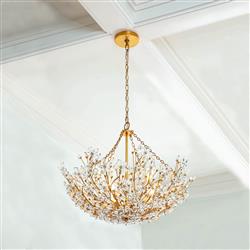 Cheshire Regency Crystal Flowers Shade Gold Metal Chandelier|