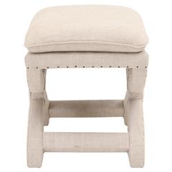 Greta Modern Classic Cream Upholstered Curved Wood Base Stool|